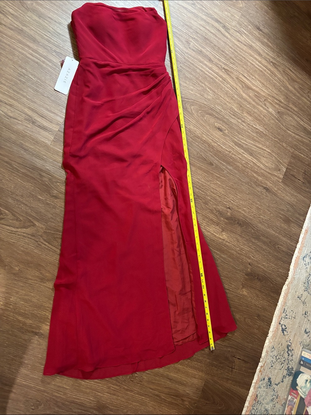 NWT Azazie Leonis burgundy Formal Gown Slit bridesmaid dress removable straps 4 - Picture 12 of 15